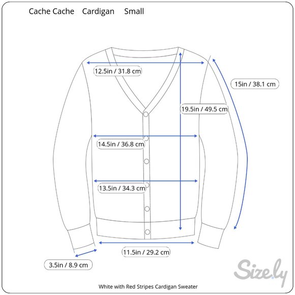 CACHE CACHE White & Red Striped Button Down Quarter Sleeve Cardigan Sweater Sm - Picture 13 of 13